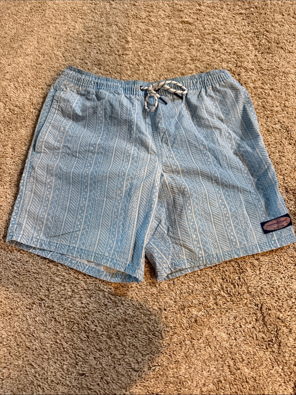 Vineyard Vines Light Blue Patterned Swim Trunks